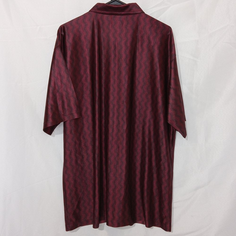 Vintage Mens Club Rave Shirt Street Culture Button Up Shiny Red Wave Size XL - Picture 8 of 15